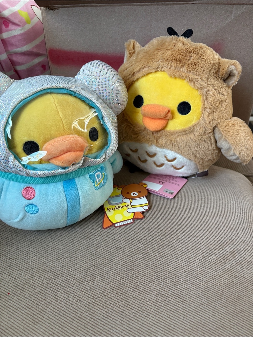 Rilakkuma Kiiroitori Plush Duo - Yellow & Light Blue